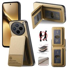Per vivo X200 Twill Tessuto Pelle Verticale Flip RFID Card Bag Custodia per Telefono (Cachi)