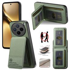 Per vivo X200 Twill Tessuto Pelle Verticale Flip RFID Card Bag Custodia per Telefono (Verde)