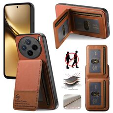Per vivo X200 Twill Tessuto Pelle Verticale Flip RFID Card Bag Custodia per Telefono (Marrone)