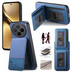 Per vivo X200 Twill Tessuto Pelle Verticale Flip RFID Card Bag Custodia per Telefono (Blu)