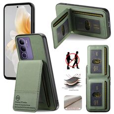 Per vivo V40 Lite 4G Twill Tessuto Pelle Verticale Flip RFID Card Bag Custodia per Telefono (Verde)