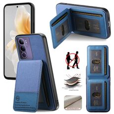 Per vivo V40 Lite 4G Twill Tessuto Pelle Verticale Flip RFID Card Bag Custodia per Telefono (Blu)