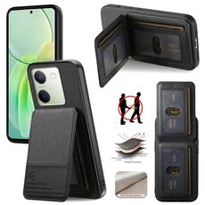 Per vivo Y29 4G Twill Tessuto Pelle Verticale Flip RFID Card Bag Custodia per Telefono (Nero)