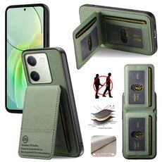 Per vivo Y04 Twill Fabric Leather Vertical Flip RFID Card Bag Custodia per telefono (verde)