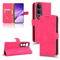 Per vivo V50 Lite 4G / 5G Custodia per telefono in pelle con chiusura magnetica Global Skin Feel (rosso rosa)