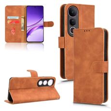 Per vivo V50 Lite 4G / 5G Custodia per telefono in pelle con chiusura magnetica Global Skin Feel (marrone)