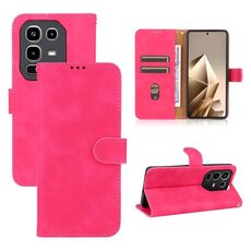 Per Infinix Note 50 Pro 4G Custodia in pelle magnetica con effetto pelle (rosso rosa)