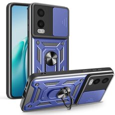 Per OnePlus Nord CE4 Lite India Custodia per fotocamera scorrevole Design TPU Hybrid PC Phone Case (blu)