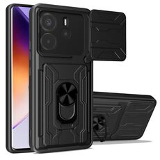 Per Redmi Note 14 4G 163,25 mm Custodia per telefono scorrevole Camshield TPU+PC con slot per schede (nero)
