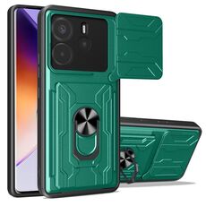 Per Redmi Note 14 4G 163,25 mm Custodia per telefono scorrevole Camshield TPU+PC con slot per schede (verde scuro)