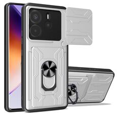 Per Redmi Note 14 4G 163,25 mm Custodia per telefono scorrevole Camshield TPU+PC con slot per schede (bianco)