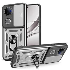 Custodia per telefono in TPU+PC con design scorrevole per fotocamera per vivo V50 5G (argento)