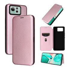Per ASUS Zenfone 12 Ultra Custodia in pelle con texture in fibra di carbonio (rosa)
