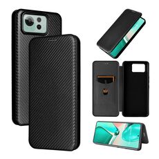 Per ASUS Zenfone 12 Ultra Custodia in pelle con texture in fibra di carbonio (nero)