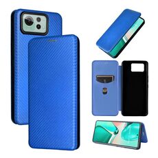 Per ASUS Zenfone 12 Ultra Custodia in pelle con texture in fibra di carbonio (blu)