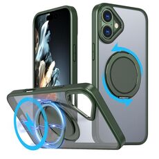 Per iPhone 16 Plus Custodia per telefono con supporto magnetico MagSafe girevole a 360 gradi (verde)