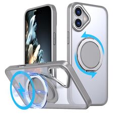 Per iPhone 16 Plus Custodia per telefono con supporto magnetico MagSafe girevole a 360 gradi (grigio titanio)