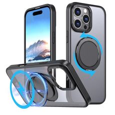 Per iPhone 16 Pro Max Custodia per telefono con supporto magnetico MagSafe girevole a 360 gradi (nero)