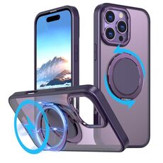 Per iPhone 16 Pro Max Custodia per telefono con supporto magnetico MagSafe girevole a 360 gradi (viola)