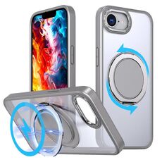 Per iPhone 16e Custodia per telefono con supporto magnetico MagSafe girevole a 360 gradi (grigio titanio)
