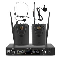 U-771 Sistema microfonico wireless da 1 a 2 Microfono UHF FM, 2 BodyPack + Host