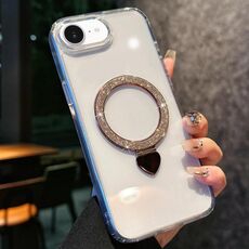 Per iPhone 16e Love Glitter Powder MagSafe Holder Custodia per telefono con pellicola per obiettivo (oro)