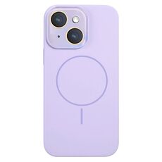 Per iPhone 14 Custodia sottile in silicone liquido MagSafe Circle (viola chiaro)