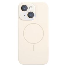 Per iPhone 14 Custodia sottile in silicone liquido MagSafe Circle (bianco antico)