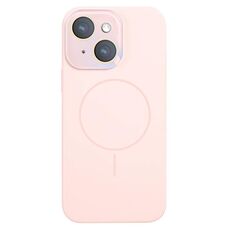 Per iPhone 14 Custodia sottile in silicone liquido MagSafe Circle (rosa)