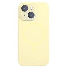 Per iPhone 15 Custodia sottile in silicone liquido MagSafe Circle (giallo)