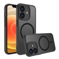 Per iPhone 12 mini Custodia per telefono TPU ibrida per PC MagSafe antiurto a quattro angoli (nero)