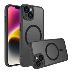 Per iPhone 14 Custodia per telefono TPU ibrida per PC MagSafe antiurto a quattro angoli (nero)