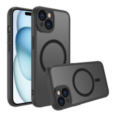 Per iPhone 15 Plus Custodia per telefono TPU ibrida per PC MagSafe antiurto a quattro angoli (nero)