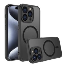 Per iPhone 15 Pro Custodia per telefono TPU ibrida per PC MagSafe antiurto a quattro angoli (nero)
