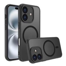 Per iPhone 16 Plus Custodia per telefono TPU ibrida per PC MagSafe antiurto a quattro angoli (nero)