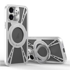 Per iPhone 12 Custodia per telefono MagSafe con supporto in metallo cavo di raffreddamento (argento)