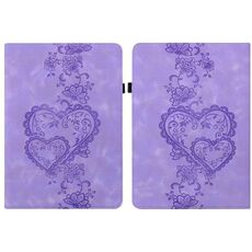 Per Amazon Kindle Paperwhite 12a generazione 2024 Custodia per tablet intelligente in pelle goffrata con cuoricini (viola)