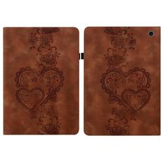 Per Amazon Fire Max 11 Custodia per tablet in pelle goffrata Love Hearts (marrone)