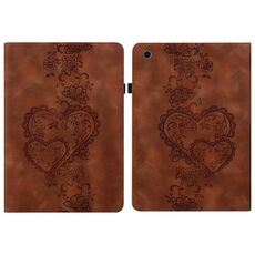 Per Amazon Fire HD 10 2021/2023 Custodia per tablet in pelle goffrata Love Hearts (marrone)