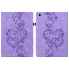 Per Amazon Fire HD 10 2021/2023 Custodia per tablet in pelle goffrata Love Hearts (viola)