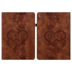Per Huawei MediaPad T5 Custodia per tablet in pelle goffrata Love Hearts (marrone)