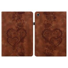 Per Huawei MediaPad T3 10 Custodia per tablet in pelle goffrata Love Hearts (marrone)