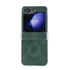 Per Samsung Galaxy Z Flip6 5G Custodia pieghevole magnetica invisibile in pelle di pecora per PC elettrolitico MagSafe (verde)