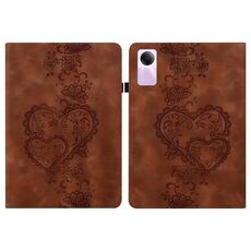 Per Redmi Pad SE Custodia per tablet in pelle goffrata Love Hearts (marrone)