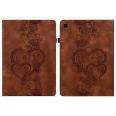 Per Samsung Galaxy Tab S6 Lite 2022 / 2020 Custodia per tablet intelligente in pelle goffrata Love Hearts (marrone)