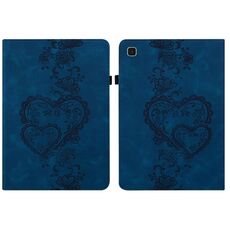 Per Samsung Galaxy Tab A7 10.4 2020 Custodia per tablet intelligente in pelle goffrata con cuoricini (blu scuro)