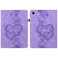 Per Samsung Galaxy Tab A8 10.5 2021 Custodia per tablet intelligente in pelle goffrata con cuoricini (viola)