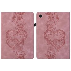 Per Samsung Galaxy Tab A8 10.5 2021 Custodia per tablet intelligente in pelle goffrata con cuoricini (rosa)
