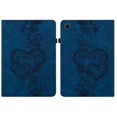 Per Samsung Galaxy Tab A8 10.5 2021 Custodia per tablet intelligente in pelle goffrata con cuoricini (blu scuro)