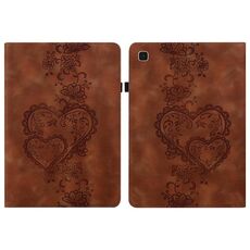 Per Samsung Galaxy Tab A 9.7 T550 Custodia per tablet in pelle goffrata con motivo Love Hearts (marrone)